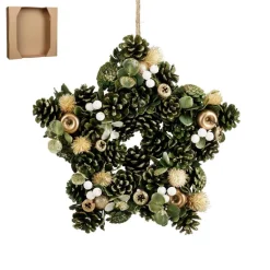 Ghirlanda Addobbata a Forma di Stella Color Verde 34 cm