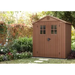 Keter Casetta da Giardino in Resina DARWIN 6x4 Wood con Finestre Frontali