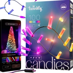 Twinkly CANDIES a Candela Luci di Natale Smart 100 Led RGB II Generazione Cavo Verde